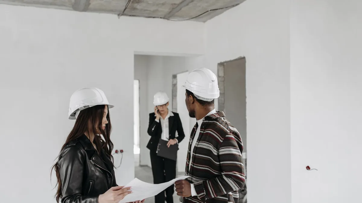 Remodeling crew at work inside an Anaheim, CA home