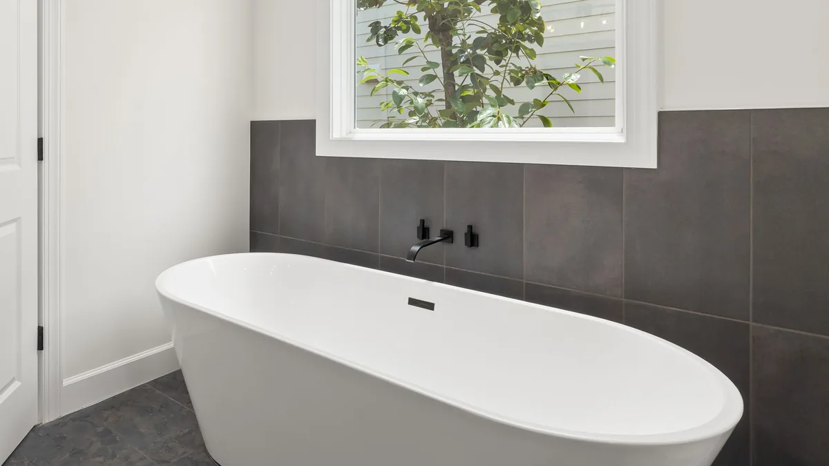 New bathtub set in place in an Anaheim, CA bathroom